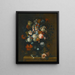 Naturstillleben mit Rosen, gefüllten Tulpen, Pfingstrosen, Narzissen und anderen Blumen in einer geschnitzten Vase - Simon Hardime — gerahmtes Bild an der Wand