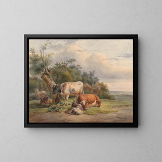 Simon van den Berg - Landschap met vee bij een boom.webp