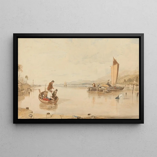 Sir Augustus Wall Callcott - Dead Calm Boats off Cowes Castle.webp