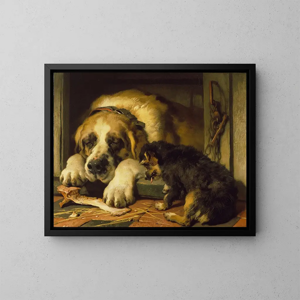 Miettes douteuses - Sir Edwin Henry Landseer — gerahmtes Bild an der Wand