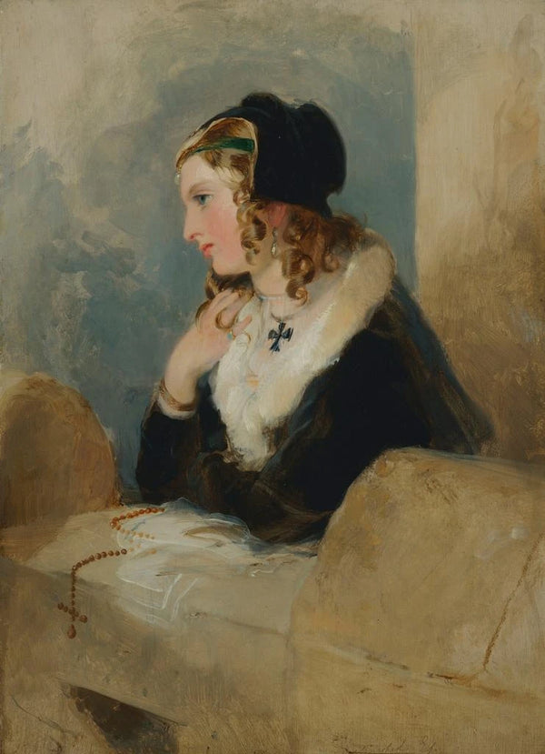Portrait de Catherine Seyton - Sir Edwin Henry Landseer — gerahmtes Bild an der Wand