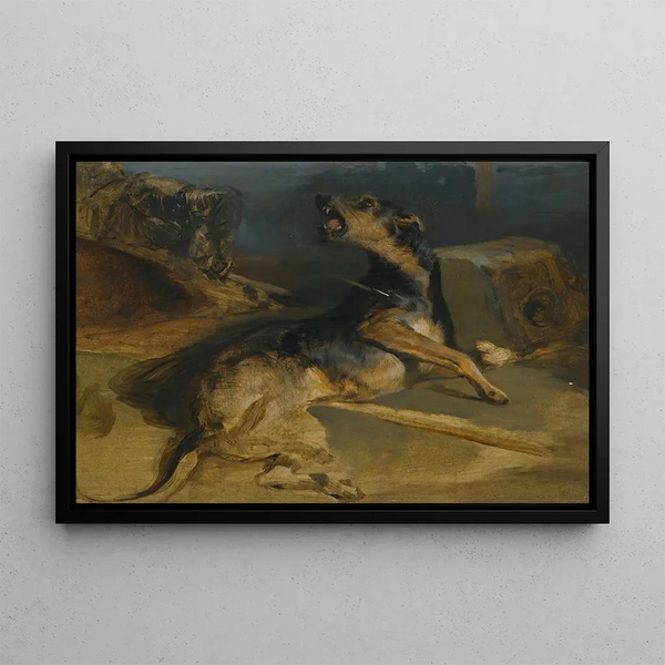 Studie eines verletzten Hundes von Le Talisman von Walter Scott - Sir Edwin Henry Landseer — gerahmtes Bild an der Wand