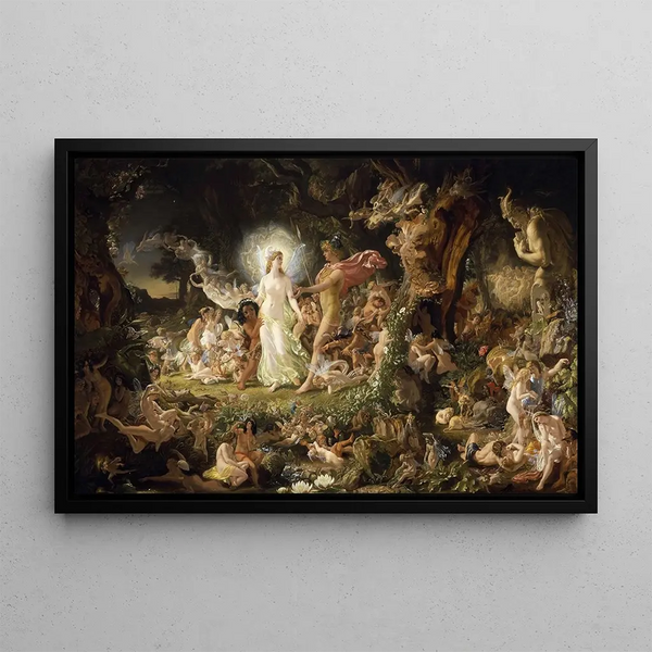 La Querelle d'Oberon et Titania - Sir Joseph Noel Paton — gerahmtes Bild an der Wand