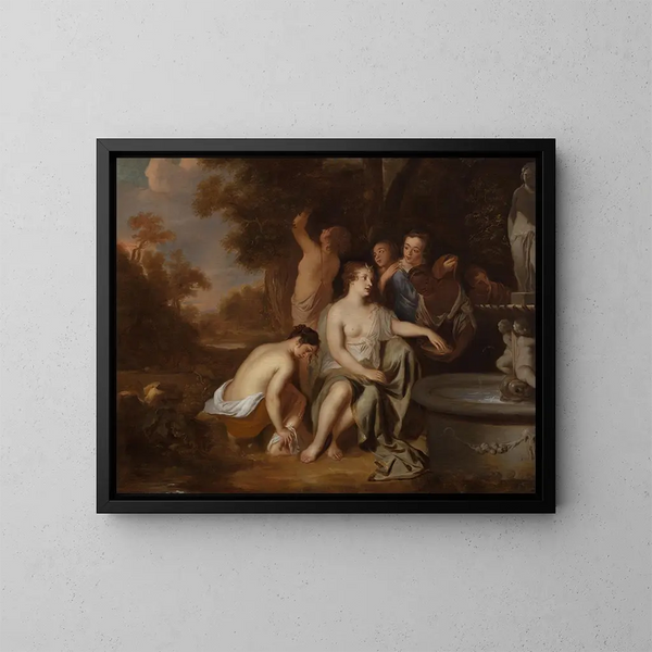 Diane und ihre Nymphen an einem Brunnen - Sir Peter Lely — gerahmtes Bild an der Wand