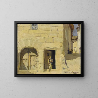Spanish School - Man with Cane in Pastrana Spain.webp