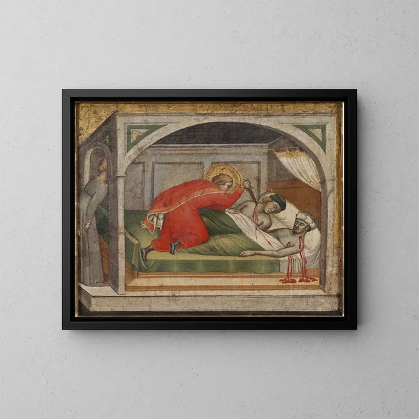 Saint Julien tötet seine Eltern - Spinello Aretino — gerahmtes Bild an der Wand