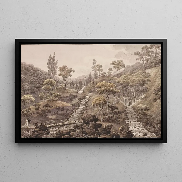 L Cascade-Gemälde in Liselund auf Møn - Søren L. Lange — gerahmtes Bild an der Wand