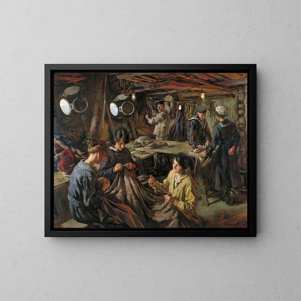 Notation des WRNS in der Segelherstellung an Bord des HMS Essex in Devonport im Jahr 1918 - Stanhope Alexander Forbes — gerahmtes Bild an der Wand