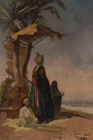 Stanisaw Chlebowski - Eastern genre scene under a palm tree.webp