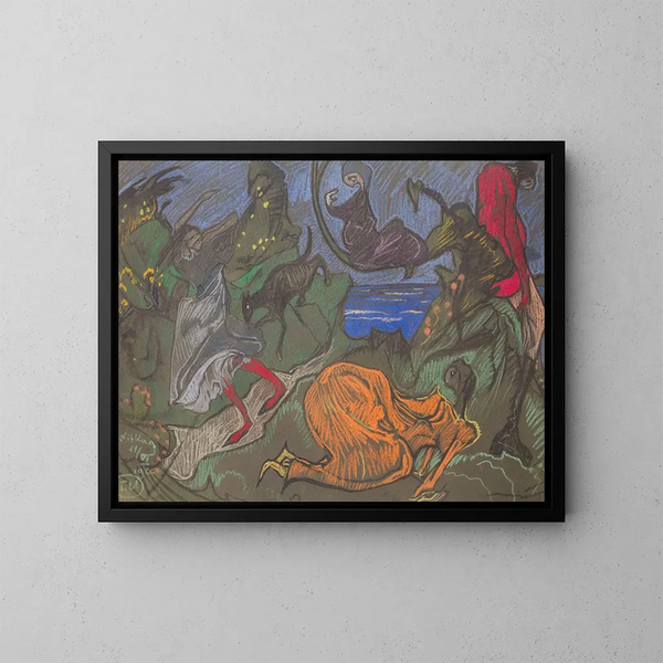 Komposition mit bewegten Figuren - Stanisław Ignacy Witkiewicz — gerahmtes Bild an der Wand