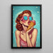 Pop Art-Gemälde – Sommerliche Süße | Buntes Vintage-Poster Frau mit Eis