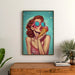 Pop Art-Gemälde – Sommerliche Süße | Buntes Vintage-Poster Frau mit Eis