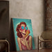 Pop Art-Gemälde – Sommerliche Süße | Buntes Vintage-Poster Frau mit Eis
