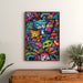 Pop Art-Gemälde – Jungle Féline | Poster Bunte Fantasietiere