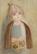 Kleine Mädchen mit einem Birnenkorb - Tadeusz Makowski — Ansicht des Kunstwerks