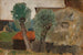 Fragment eines Hauses mit zwei Bäumen - Tadeusz Makowski — Ansicht des Kunstwerks