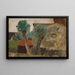 Fragment eines Hauses mit zwei Bäumen - Tadeusz Makowski — gerahmtes Bild an der Wand