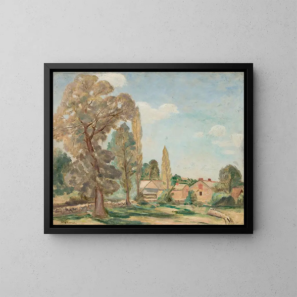 Ländliche Landschaft mit Bäumen - Tadeusz Makowski — gerahmtes Bild an der Wand