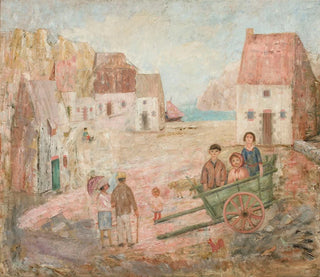 Tadeusz Makowski - Landscape of a small town with children in a pram.webp