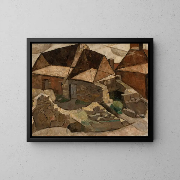 Landschaft mit Häusern - Tadeusz Makowski — gerahmtes Bild an der Wand