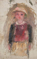 Kleine Mädchen im roten Pullover - Tadeusz Makowski — Ansicht des Kunstwerks