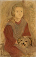 Kleine Mädchen mit Hund - Tadeusz Makowski — Ansicht des Kunstwerks
