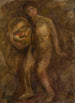 Junge nackte Mädchen mit einem Korb Äpfel - Tadeusz Makowski — Ansicht des Kunstwerks