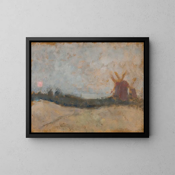 Landschaft mit Windmühlen - Tadeusz Makowski — gerahmtes Bild an der Wand