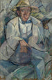 Portrait eines Mannes mit weißem Hut - Tadeusz Makowski — Ansicht des Kunstwerks
