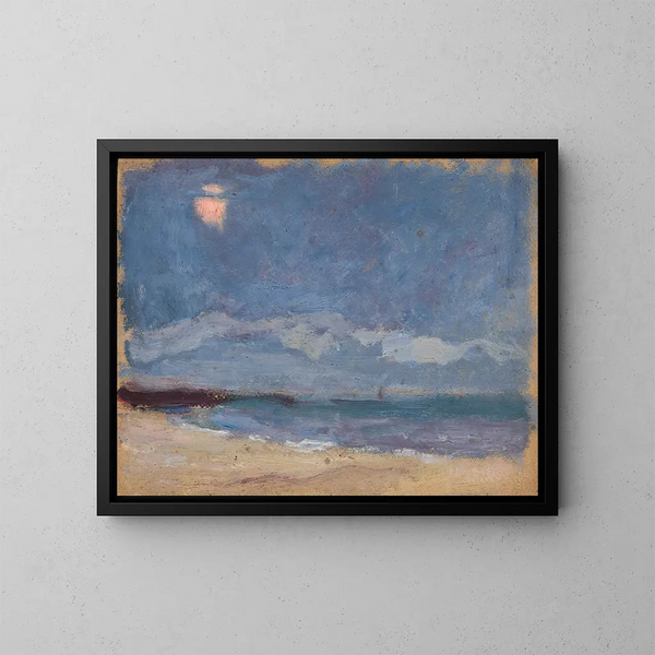 Meeres-Gemälde mit der Sonne hinter einer Wolke - Tadeusz Makowski — gerahmtes Bild an der Wand