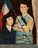 Zwei Kinder mit französischer Flagge - Tadeusz Makowski — Ansicht des Kunstwerks