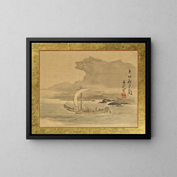 Landschaftsbild von Kyoto unter dem nächtlichen Mond - Tani Bunchō — gerahmtes Bild an der Wand