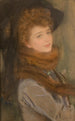 Portrait einer Frau mit Pelzkragen aus Füchselfell - Teodor Axentowicz — Ansicht des Kunstwerks
