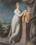 Portrait einer jungen Frau, die gegen ein Podest lehnt, mit einer Landschaft im Hintergrund - Teodoro Matteini — Ansicht des Kunstwerks