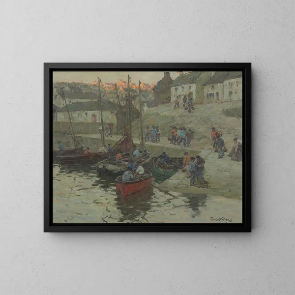 Fischer bei Sonnenuntergang, Audierne, Bretagne - Terrick Williams — gerahmtes Bild an der Wand