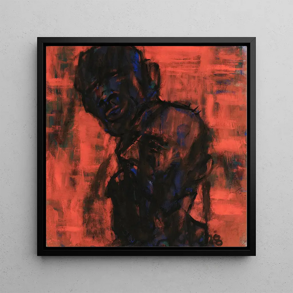 Têtes sombres sur rouge - Christian Rohlfs