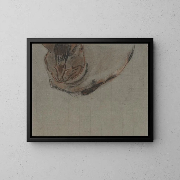 Schlafende Katze - Theo Nieuwenhuis — gerahmtes Bild an der Wand
