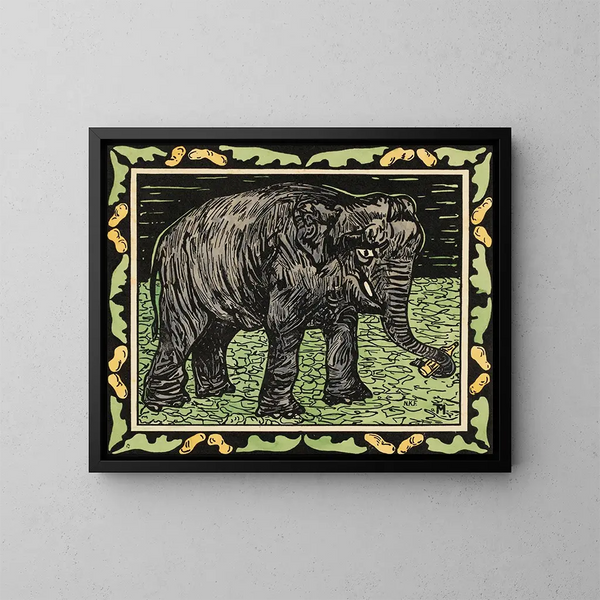 Elefant mit einer Flasche - Theo van Hoytema — gerahmtes Bild an der Wand
