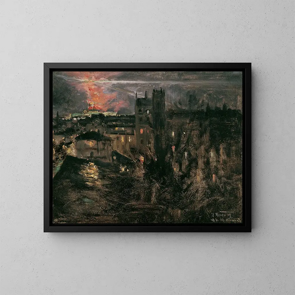 Paris bei Nacht mit dem Eiffelturm - Theodor von Hermann — gerahmtes Bild an der Wand