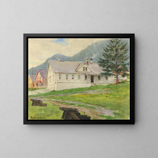 Haus der ehemaligen Gouverneure, Sitka, 1905 - Theodore J. Richardson — gerahmtes Bild an der Wand