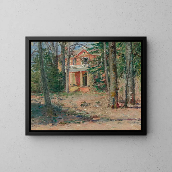 Haus in Virginia - Theodore Robinson — gerahmtes Bild an der Wand
