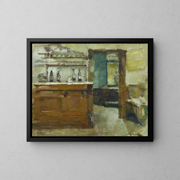 Le bar de l'Hôtel Baudy, Giverny - Theodore Robinson — gerahmtes Bild an der Wand