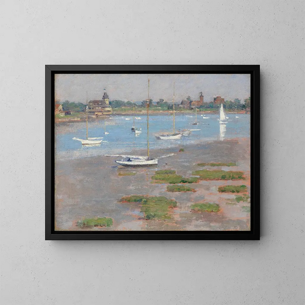 Basse mer am Yachtclub von Riverside - Theodore Robinson — gerahmtes Bild an der Wand