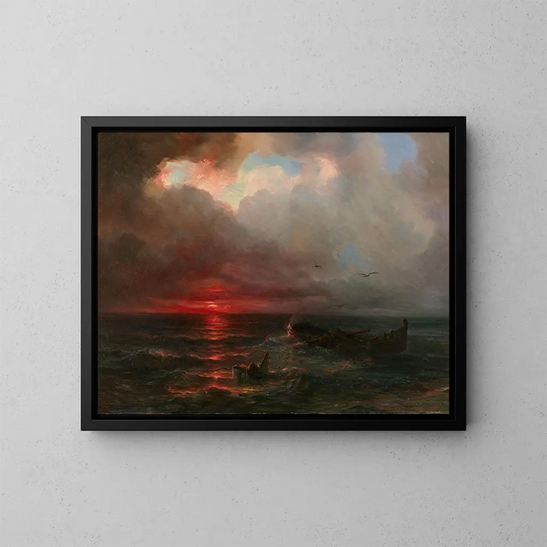 Sonnenuntergang an einer Küste - Théodore Gudin — gerahmtes Bild an der Wand