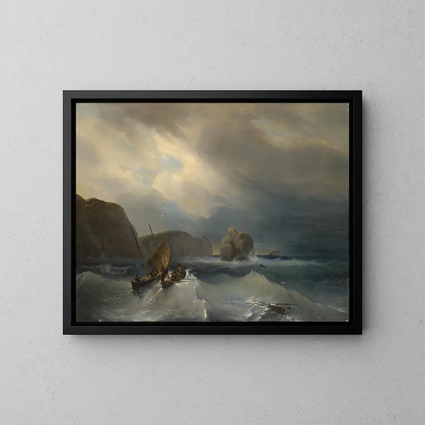 Aufgewühltes Meer mit Schiffen - Théodore Gudin — gerahmtes Bild an der Wand