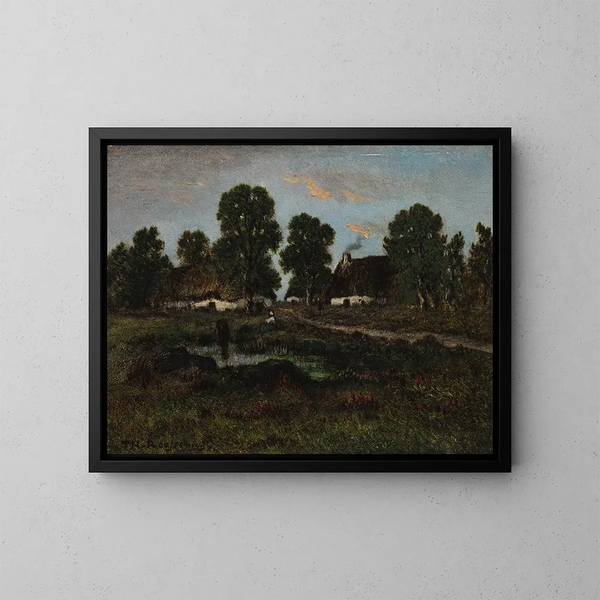 Cottages près de Larchant - Théodore Rousseau — gerahmtes Bild an der Wand