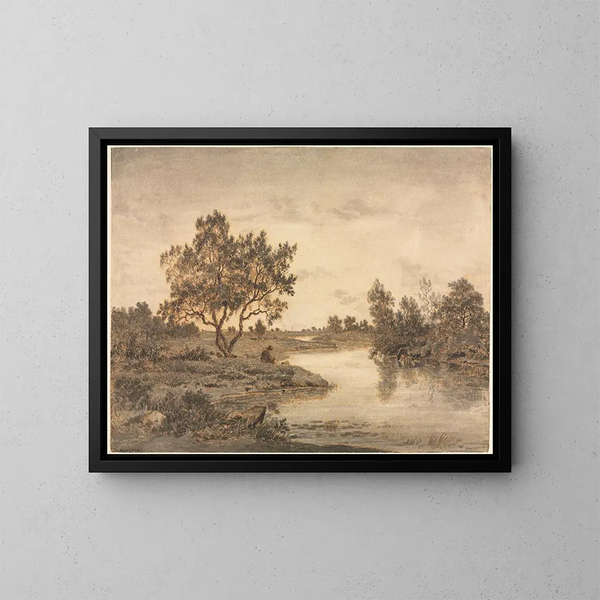 Der Fischer - Théodore Rousseau — gerahmtes Bild an der Wand