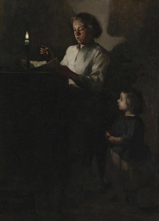 Thodule Ribot - Reading by candlelight.webp