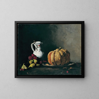 Thodule Ribot - Still Life with Pumpkin Plums Cherries Figs and Jug.webp