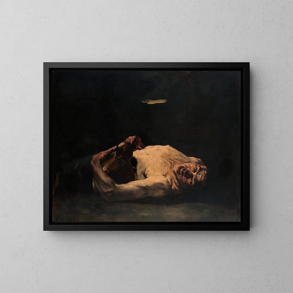 Die leere Flasche - Théodule Ribot — gerahmtes Bild an der Wand